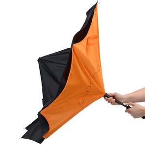 Item #C150839-4imprints- Rebel Straight Handle Umbrella - 48" Arc Personalized umbrellas won't let the rain dampen your day!