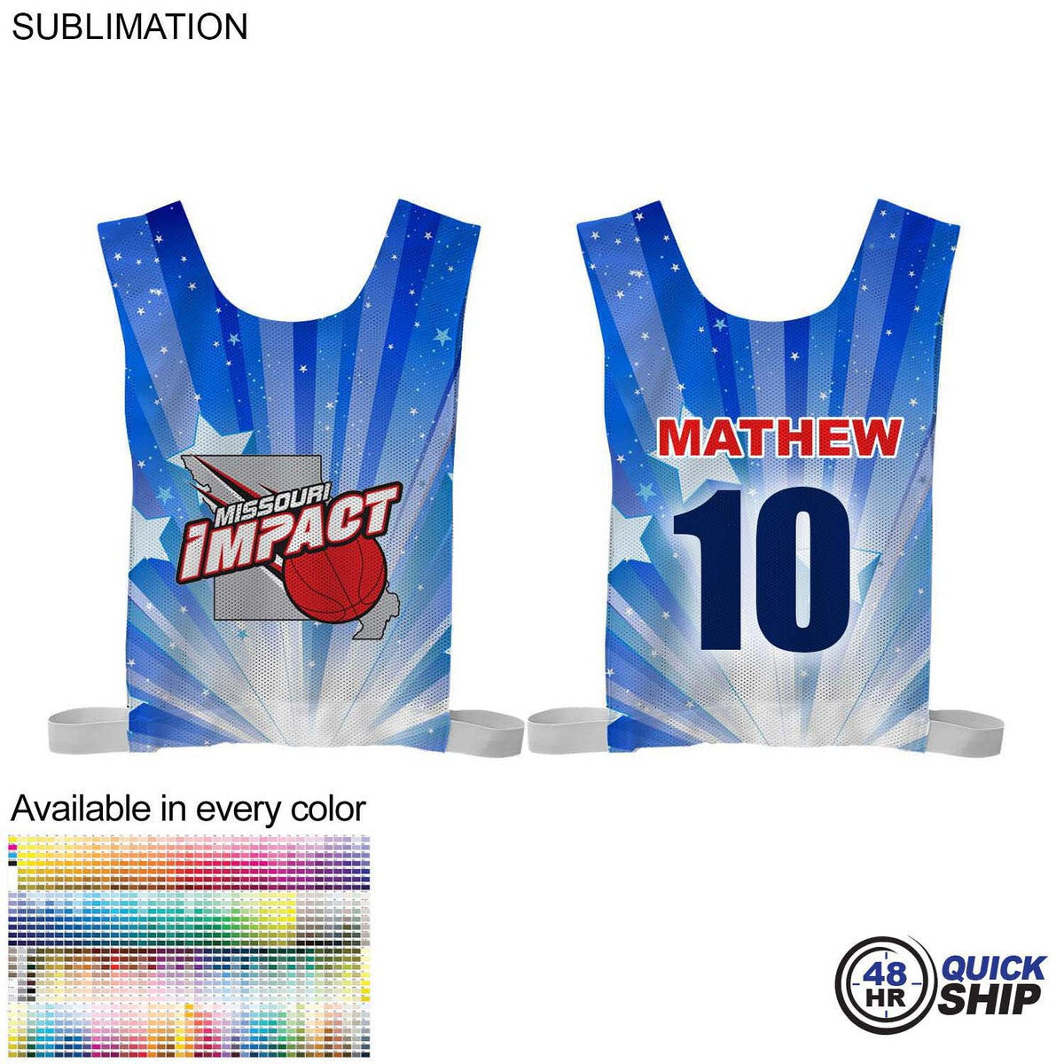 Domestic Made Athletic, Breathable Mesh Adult Sports Pinnie