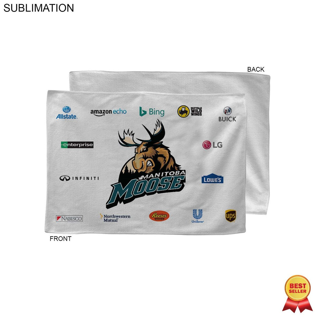 White Microfiber Dri-Lite Terry Sponsorship Rally Towel, 12x18, Sublimated Full Color