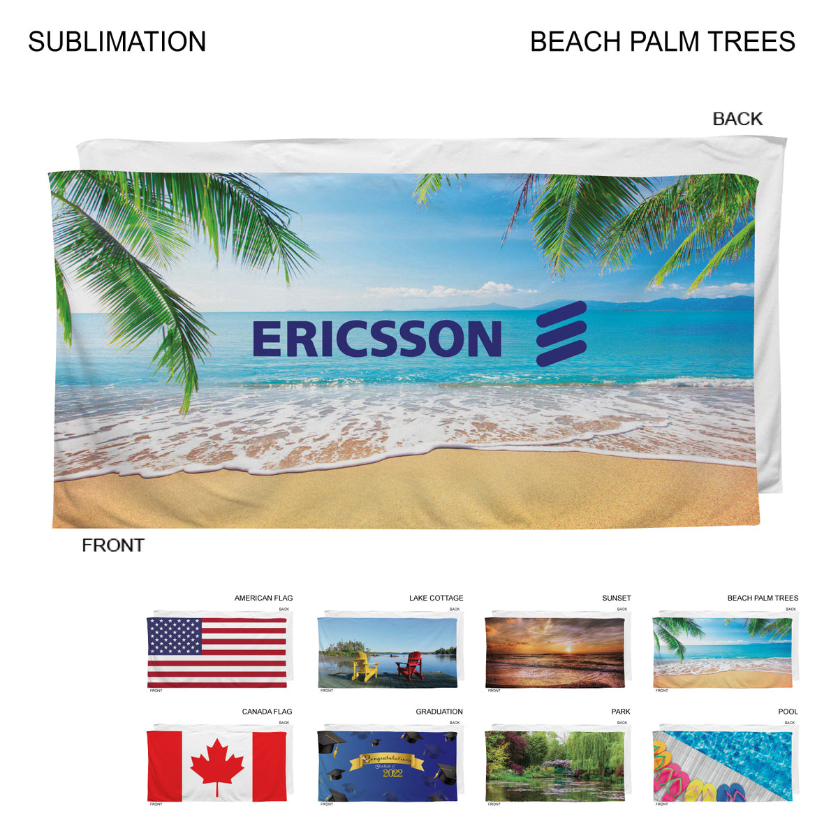 Stock Design Sublimated, Heaviest Weight, Plush Velour Terry Cotton Blend Beach Towel, 30x60