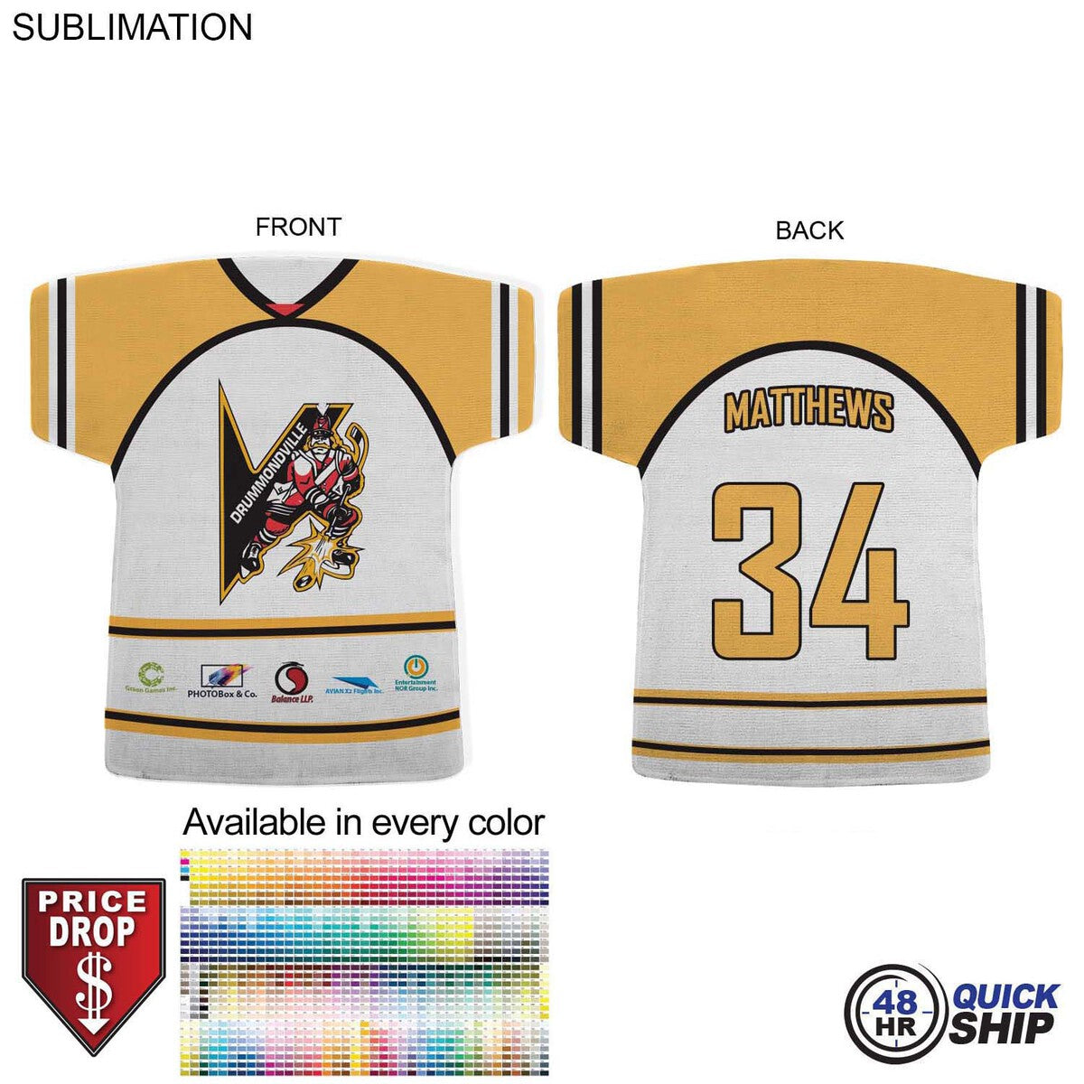 Jersey Shape Microfiber Dri-Lite Terry Keepsake Towel, 17x18, Sublimated 2 sides