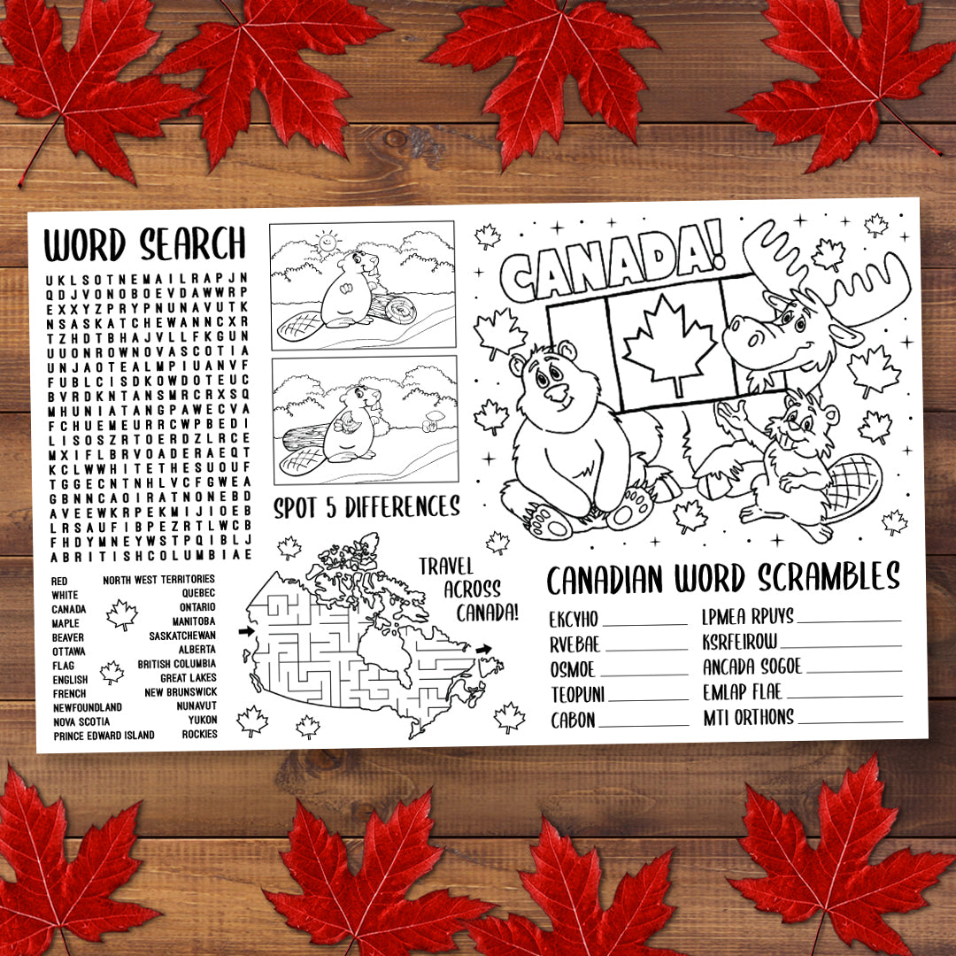 Canada Day 14" Colouring Activity Placemat