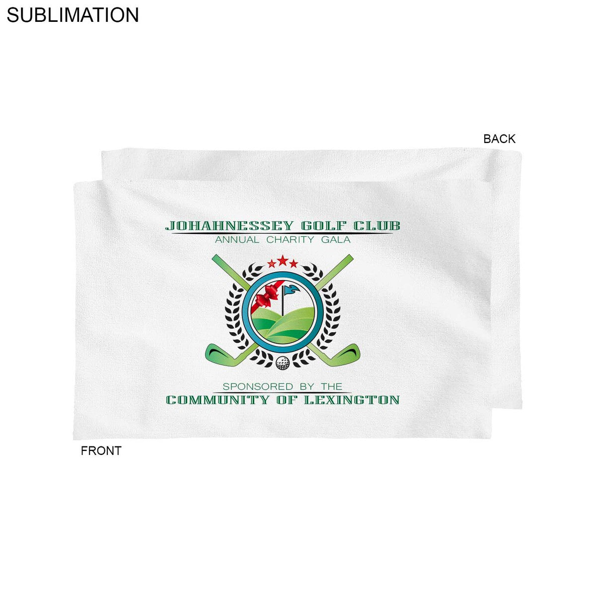 Plush and Soft White Velour Terry Cotton Blend Sport, Sweat Towel, 12x18, Sublimated Full color logo #SU628-18