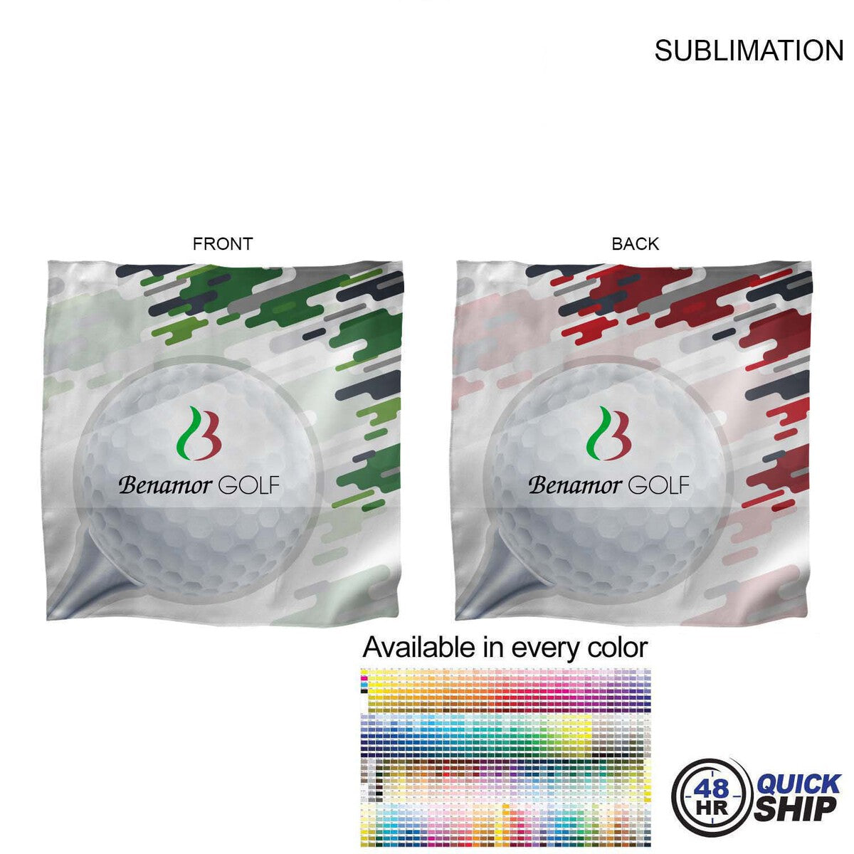 Microfiber Dri-Lite Suede Shammy Cooling 2-Tone Towel, 15x15, Sublimated 2 sides.