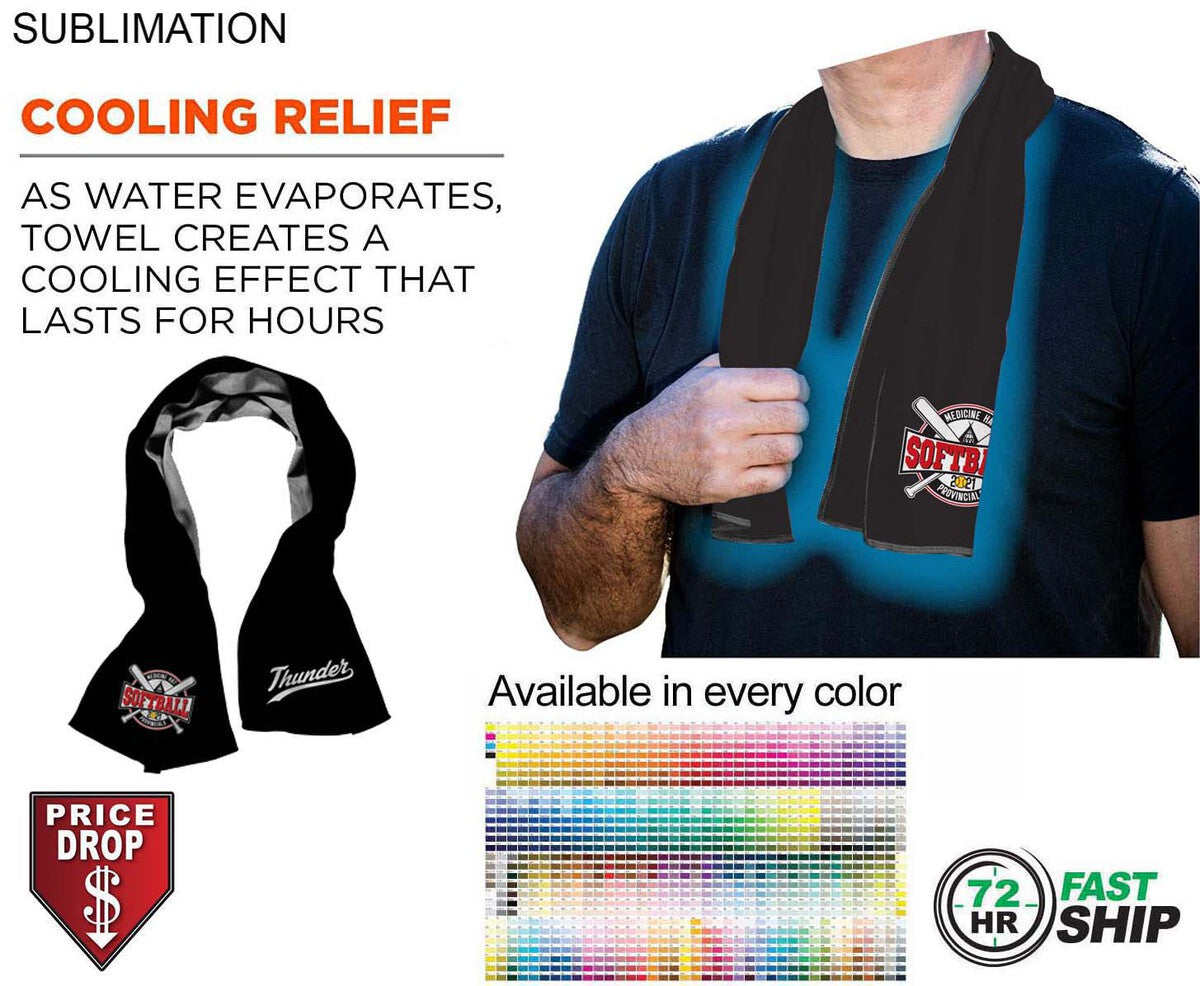 Colored Cooling Towel, 12"x40", Edge to Edge sublimation 1 side