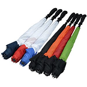 Item #C150839-4imprints-  Rebel Straight Handle Umbrella - 48" Arc Personalized umbrellas won't let the rain dampen your day!