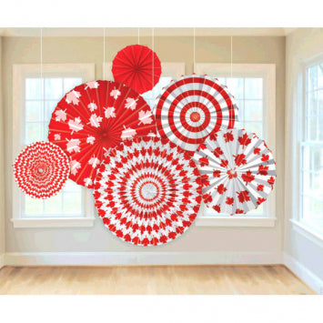 Canada Day Hanging Fans - 6 Pack