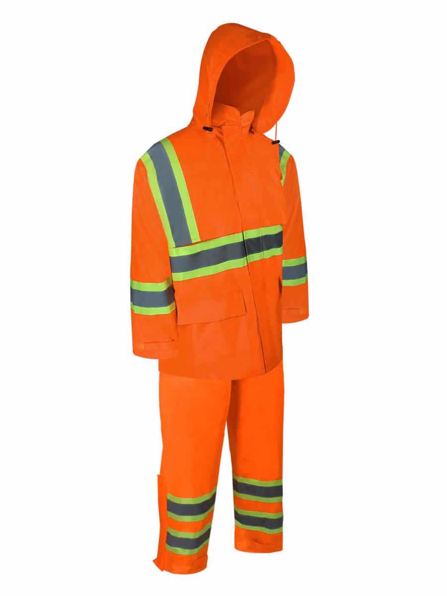 POLYESTER RAIN SUIT WITH REFLECTIVE STRIPES Style: 80-201R