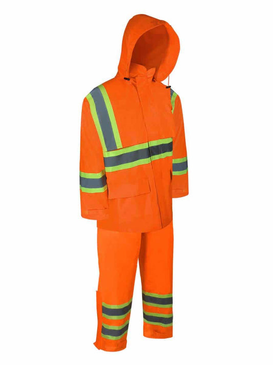POLYESTER RAIN SUIT WITH REFLECTIVE STRIPES Style: 80-201R