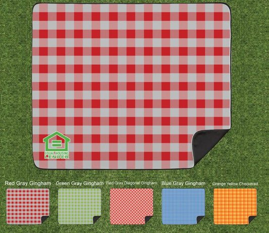 Water Repellent Microfiber Picnic Blanket with Checkered Pattern, 50"x60", Sublimated Edge to Edge 1