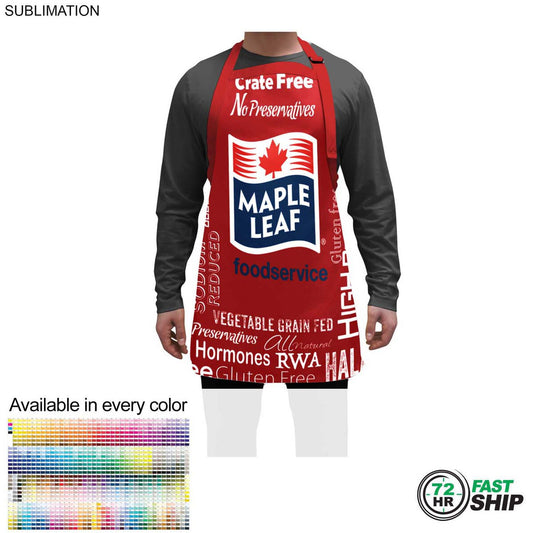 Domestic made Bib Apron, 25x28, No pockets, Adjustable Neck, Sublimated