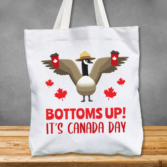 Bottoms Up Canada Day Large 16" Cotton Tote Bag