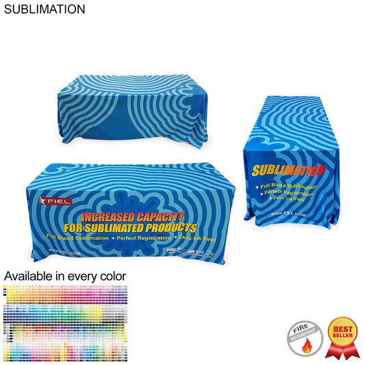 Sublimated Table Cloth for 6' table, Drape style, 4 sided, Closed Back