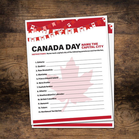 Canada Day Capital Cities Activity Sheet